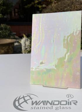 【厂家直销】彩色玻璃 珠光粉绿色波纹玻璃 教堂玻璃【OPAL 03】