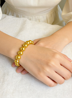 南洋金珍珠手链女天然澳母贝圆珠手链金珠轻奢高级感时尚手饰高品