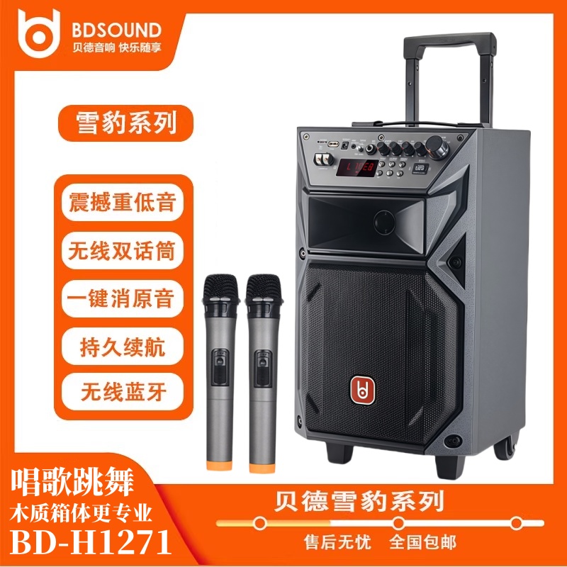 贝德广场舞音响大音量功率便携式户外拉杆家用蓝牙K歌音箱带话筒