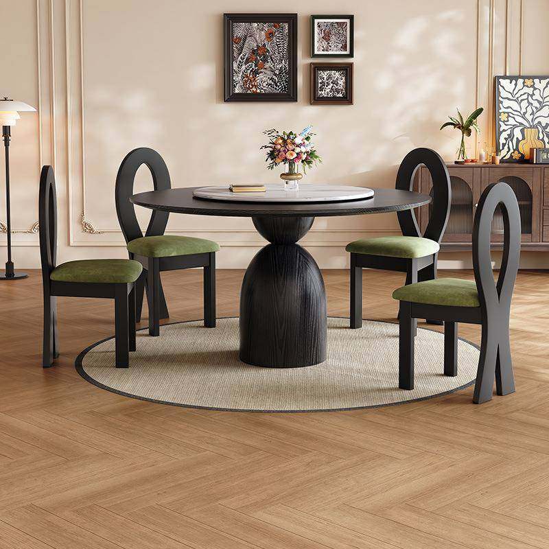 黑色复古风实木圆形餐桌椅法式中古风岩板圆桌带转盘家用8人经久,清洗/食品/商业设备,风口/风叶/风机配件,淘宝优惠券,粉丝福利购,淘宝优惠卷