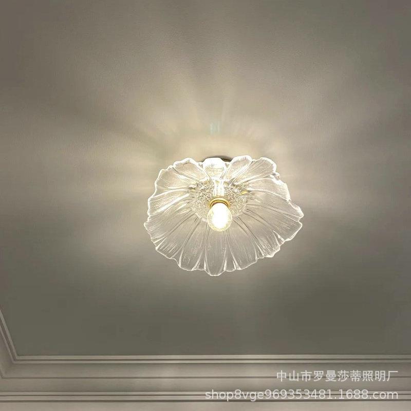 网红过道吸顶灯爆款阳台走廊入户玄关衣帽间花型水晶玻璃灯具图片