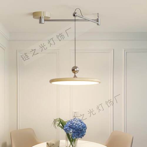 全光谱飞碟餐厅吊灯2023新款带摇臂餐桌灯移位吧台灯绿色法式灯具