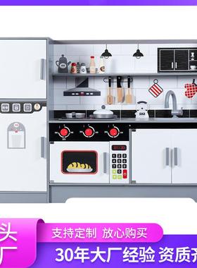 木质玩具体验店做饭木制仿真声光厨具儿童过家家黑白厨房玩具套装