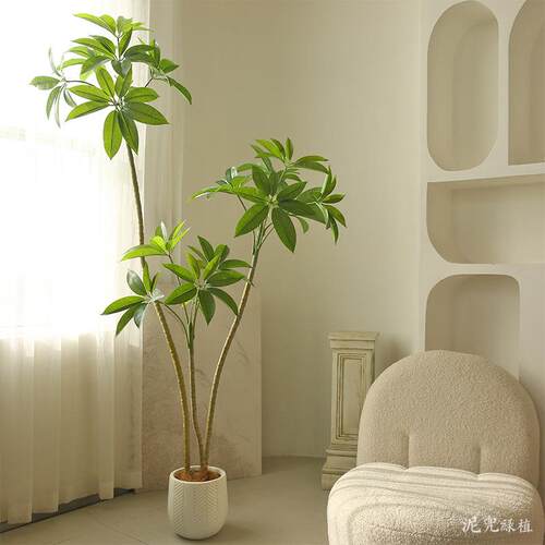 真绿植大叶伞沙发旁植物装饰诧寂风格轻奢假树软装摆设