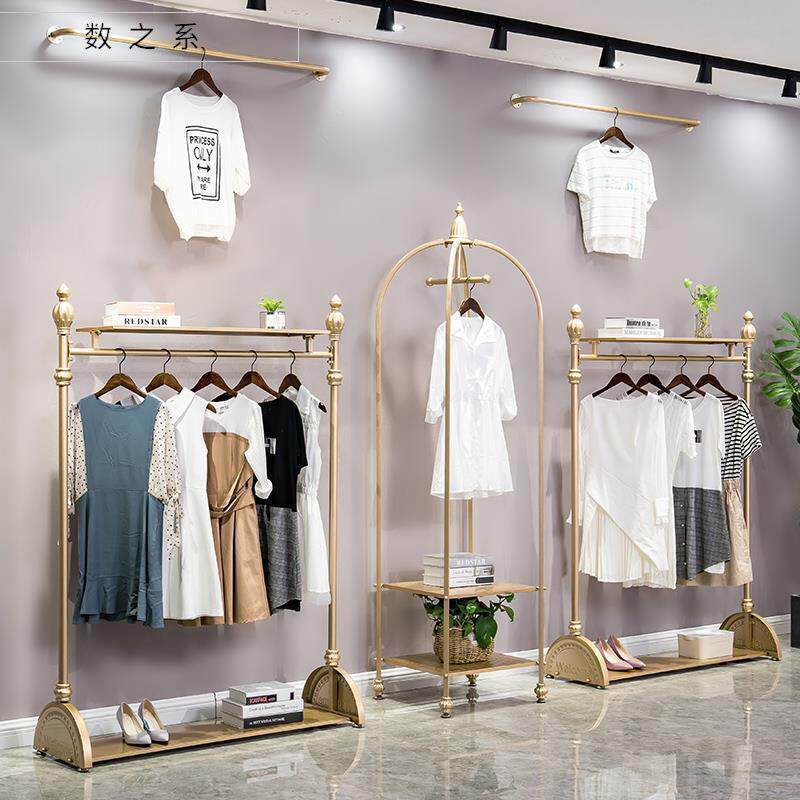 欧式金色服装店展示架落地式组合男女装店货架衣服架子铁艺陈列架