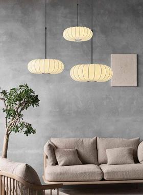 意大利日式蚕丝诧寂风南瓜吊灯复古艺术客厅灯卧室灯餐厅护眼灯具
