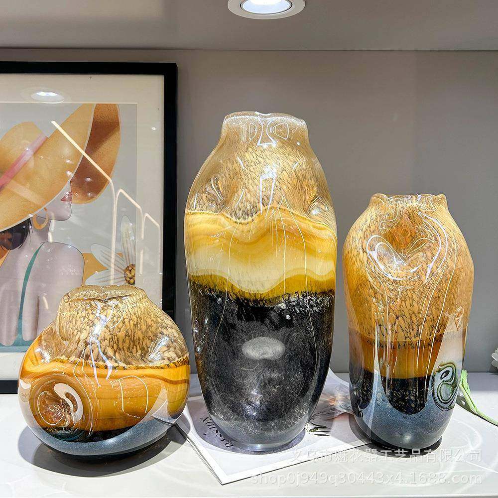 高级感中古手工艺术琉璃花瓶客厅玄关餐桌插花摆件样板间高级装饰,清洗/食品/商业设备,风口/风叶/风机配件,淘宝优惠券,粉丝福利购,淘宝优惠卷