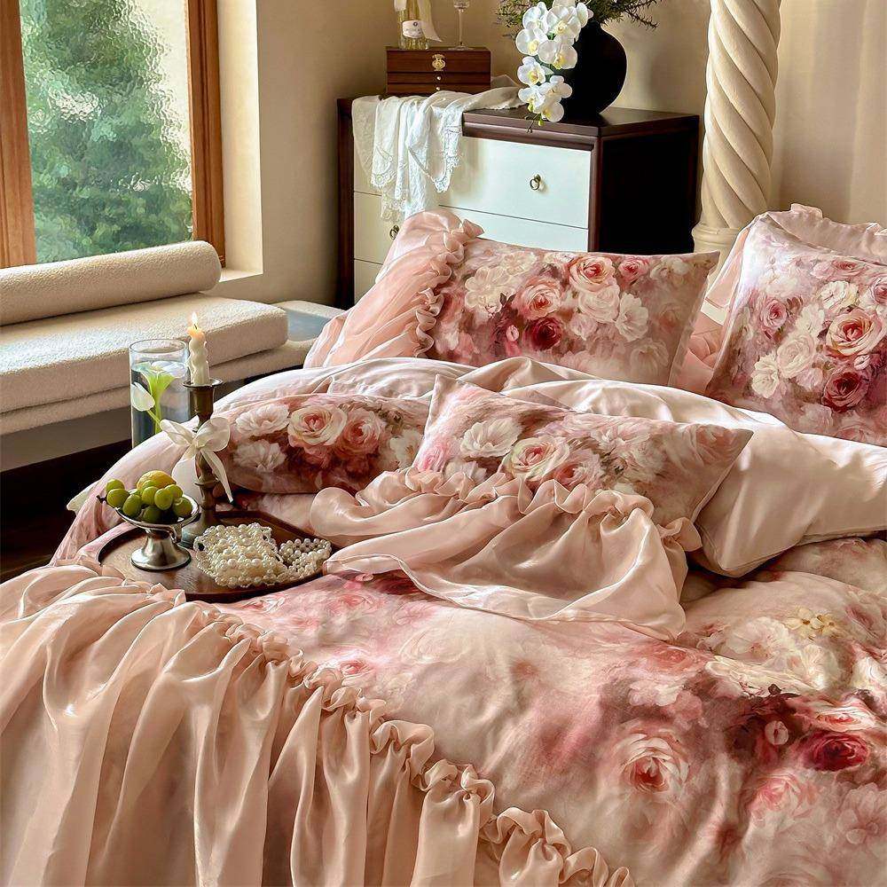 荷叶边勃垦第红玫瑰数码印花古典法式公主风超柔天丝棉被套床单套,自行车/骑行装备/零配件,更多零件/配件,淘宝优惠券,粉丝福利购,淘宝优惠卷
