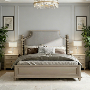 美式轻奢莫里印象法式雕刻高背柱子实木床星廷美克art家具定制