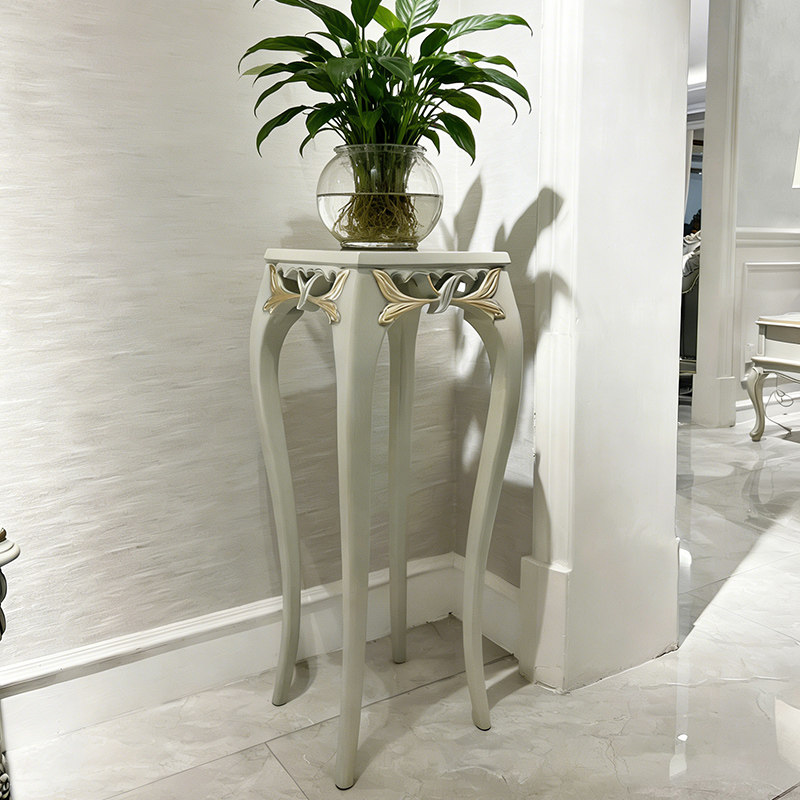 法式轻奢实木蒂芙尼蓝花架