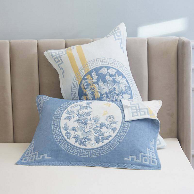 中国风全棉纱布枕巾一对装柔软婴儿四季枕头巾情侣家用单人透气