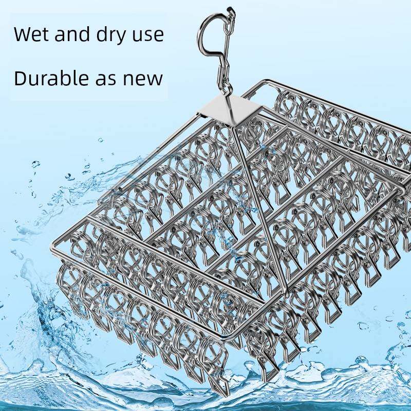 【官方旗舰】多功能不锈钢晾衣架多夹子袜架晒衣服架阳台晒袜架挂