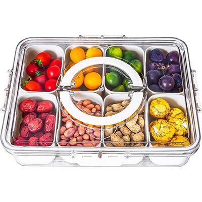 Divided Serving Tray with Lid and Handle Snackle Box