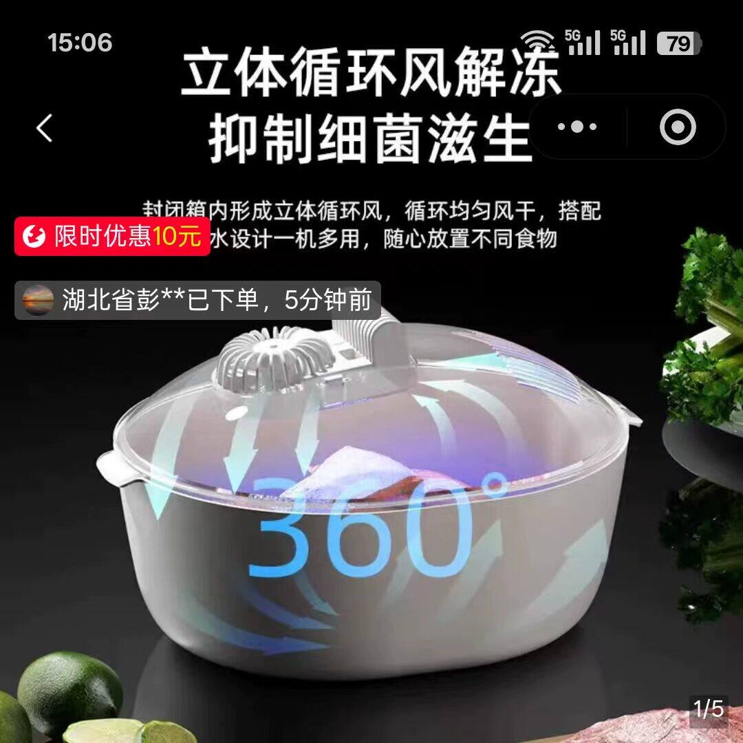 德国进口解冻器瞿聃风貌食物快速雾化化冰器全自动紫外除菌锁鲜机