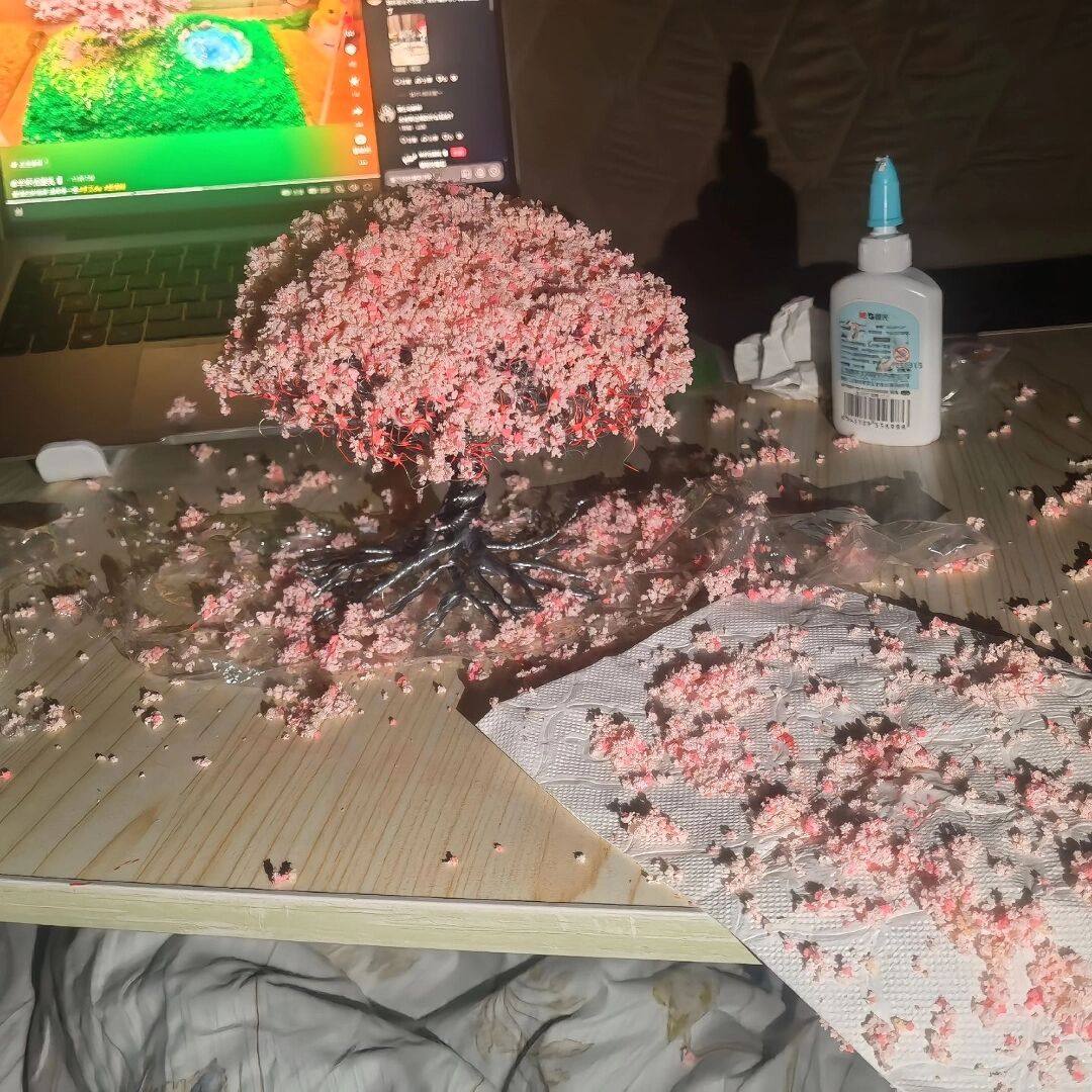 DIY模型铁丝树 樱花树模型 手办场景搭配 情景DIY微景观不掉粉