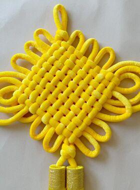 黄色中国结黄色中国结挂件手工编织大号高档乔迁挂饰招财卧室客厅