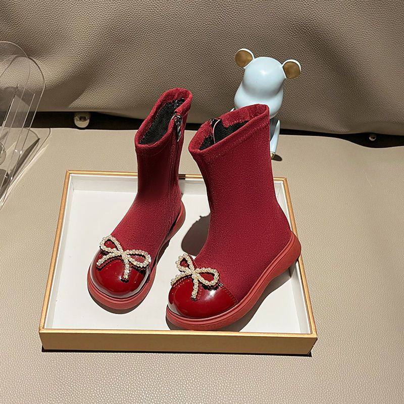 女童鞋2025冬季靴子儿童加绒长靴高筒袜子靴中大童黑色弹力长筒靴,童鞋/婴儿鞋/亲子鞋,雪地靴,淘宝优惠券,粉丝福利购,淘宝优惠卷