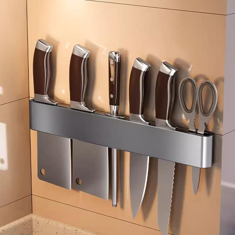 不锈钢刀架厨房壁挂式刀座收纳架简约免打孔刀具切菜刀插刀架神器
