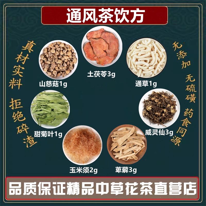 通风茶饮方威灵仙土茯苓萆薢玉米须甜叶菊通草山慈菇高品质原料