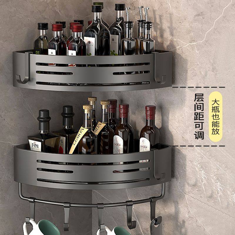 厨房置物架壁挂式墙上转角三角调料挂架蔬菜生姜大蒜收纳篮免打孔