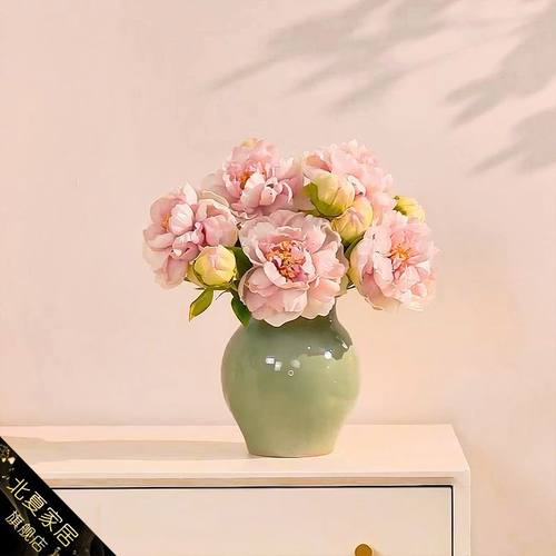 高级仿真花假花凤凰牡丹陶瓷花瓶摆件餐桌电视柜房间装饰花艺插花