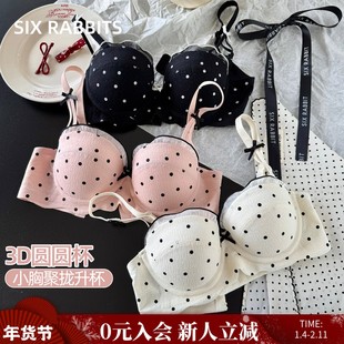 六只兔子蕾丝内衣女小胸聚拢显胸罩无钢圈胸罩侧收副乳文胸套装