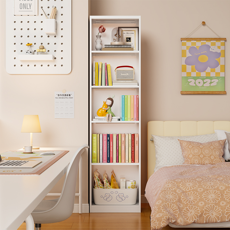 钢制小书架家用简易儿童转角书柜客厅书房夹缝储物收纳铁艺置物架