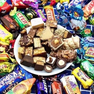 俄罗斯糖果进口混合糖巧克力年货婚礼喜糖零食美味500g