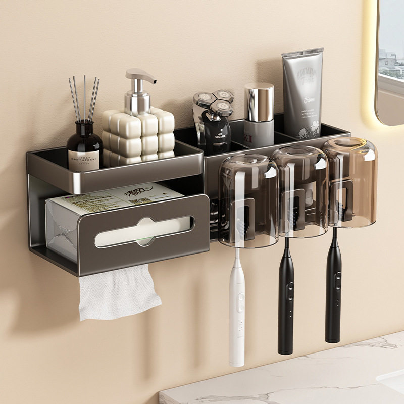 吸盘牙刷置物架免打孔卫生间壁挂式牙刷架牙膏厕所牙刷收纳置物架