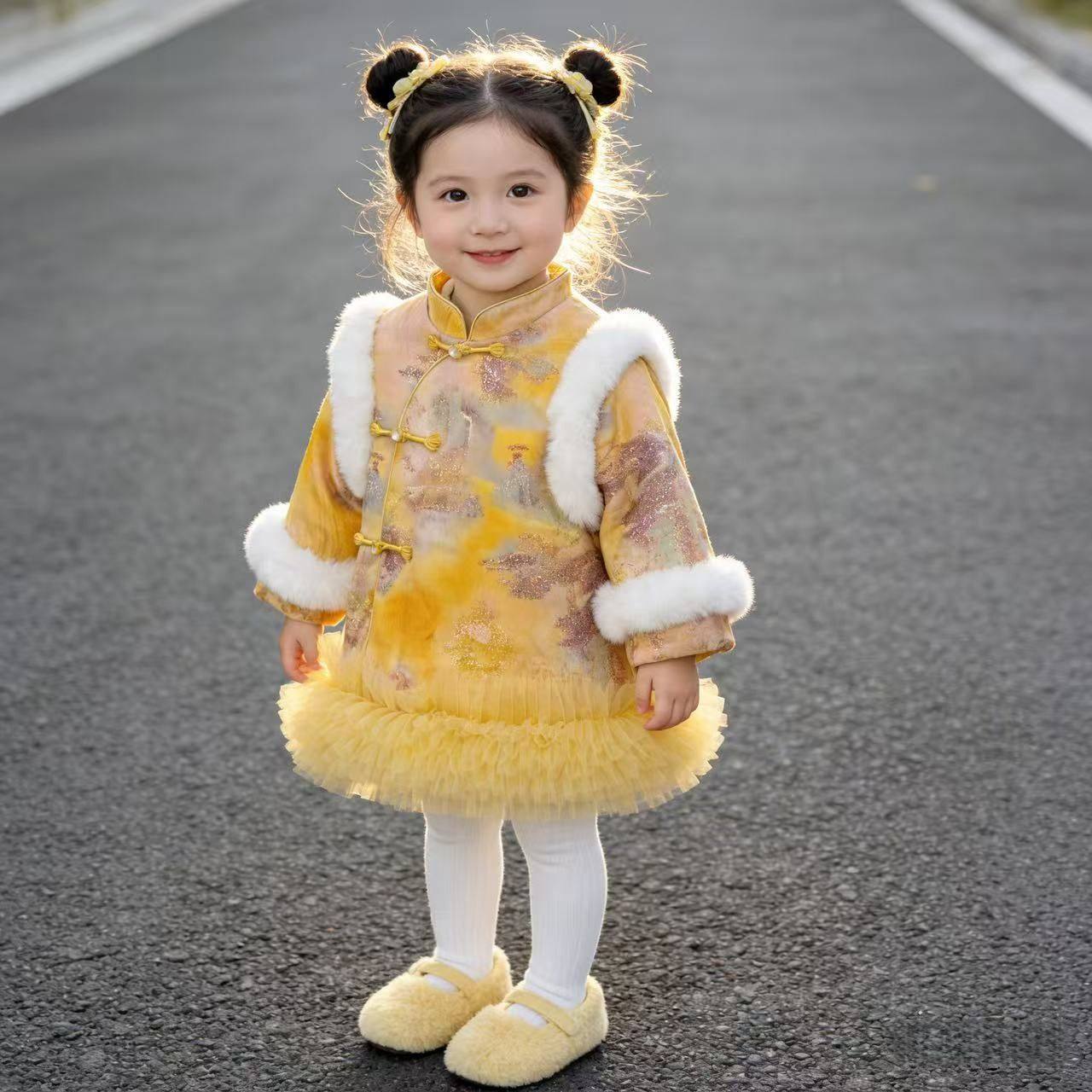 新款拜年服加绒加厚新中式中国风旗袍连衣裙冬款国风宝宝周岁汉服,童装/婴儿装/亲子装,唐装,淘宝优惠券,粉丝福利购,淘宝优惠卷