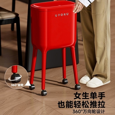 带轮可移动厨房高脚垃圾桶家用2025新款高N款大号大容量免弯腰客