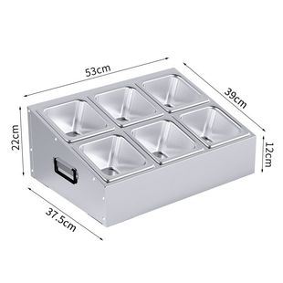 1/6斜面不锈钢份数盆架奶茶店果酱盒分格调料架格子底座支架4格6