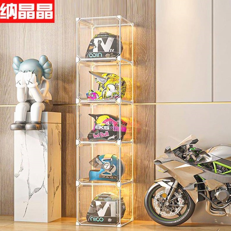 头盔收纳架子摩托车帽子收纳柜家用放置盒头盔衣服挂钩架落地收纳