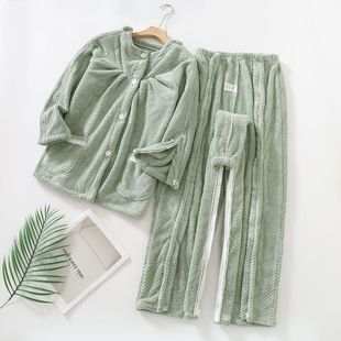 秋冬加绒易穿脱老人生病衣服方便穿衣带拉链护理服骨折病人专用衣