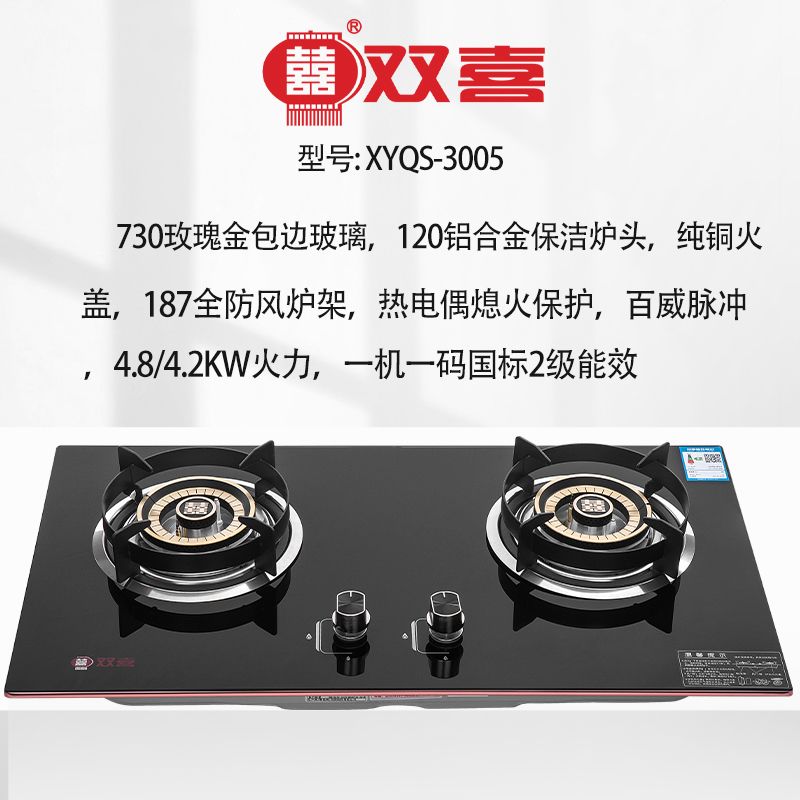 双喜燃气灶煤气灶双灶液化气台式双灶头二合一家用嵌入式节能双炉