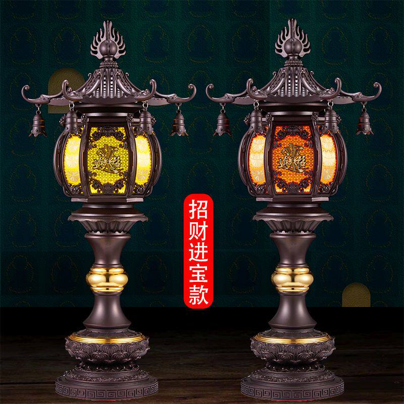 新款神台灯插电关公灯家用招财神社灯中式 复古LED宫灯寺庙佛前灯