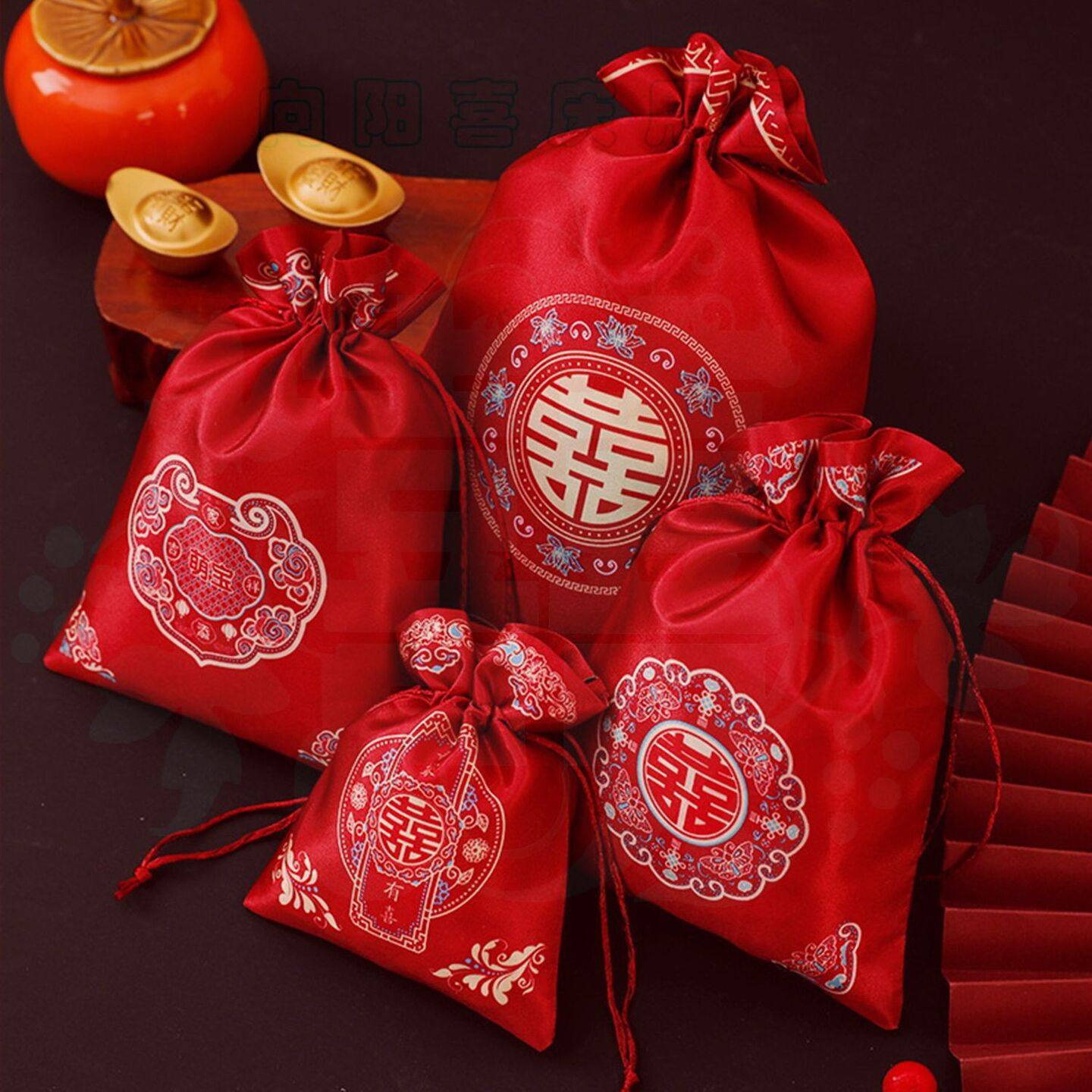 喜袋装糖高颜值满月喜糖袋子结婚专用婚礼礼袋布袋抽绳婚庆糖袋子