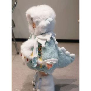 恐龙衣服女宝可爱小恐龙套装2025冬装儿童时尚设计感皮草外套厚绒