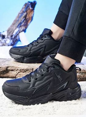 正品乔丹格兰冬季运动鞋男加绒大码棉鞋防水跑步鞋防滑减震雪地靴