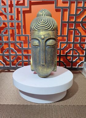 新款禅意无相佛头摆件复古佛祖桌面摆件茶桌造景镇纸禅意造景