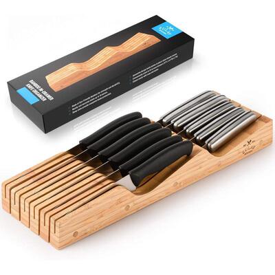 Zulay Kitchen Bamboo Knife Drawer Organizer for Kitchen
