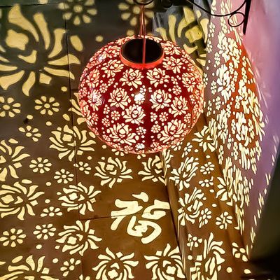 太阳能铁艺红灯笼USB中国红灯防水户外庭院中式阳台喜庆福字装饰