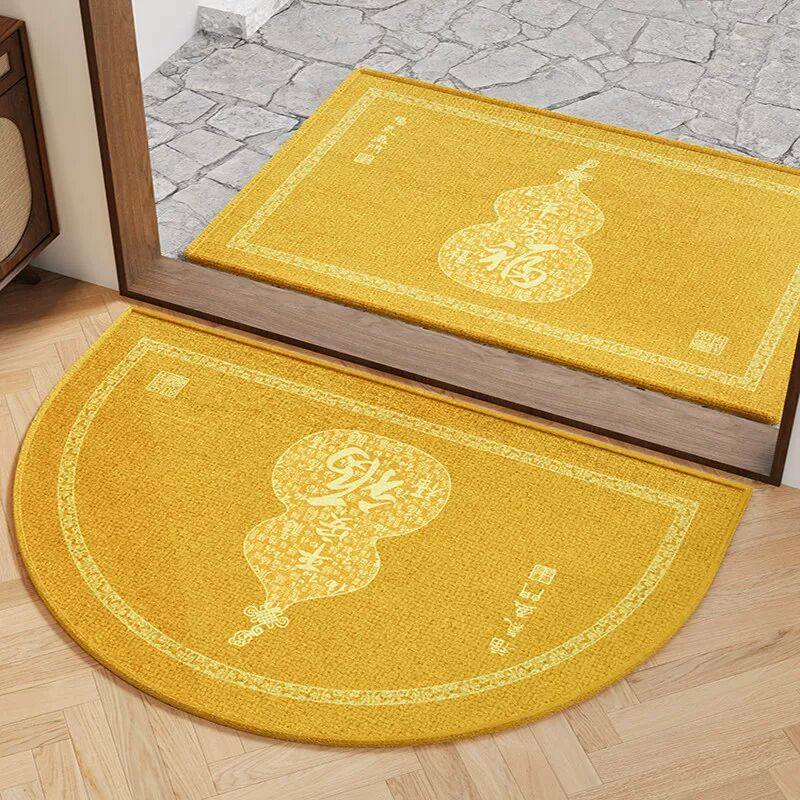 发财葫芦半圆新中式地垫入户门垫金色进门地毯大门口门厅黄色脚垫,居家布艺,入户地垫,淘宝优惠券,粉丝福利购,淘宝优惠卷