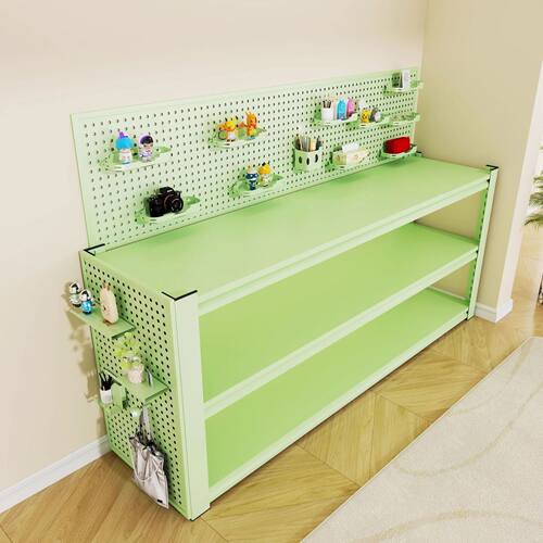 钢制连体式书桌柜货架式学习桌多层落地家用书房学生学习桌储物架