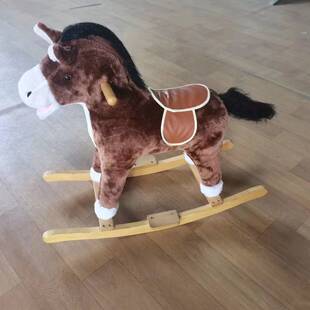 可骑乘儿童木马摇摇马毛绒玩具仿真马叫马蹄声嘴动摇尾巴摄影道具