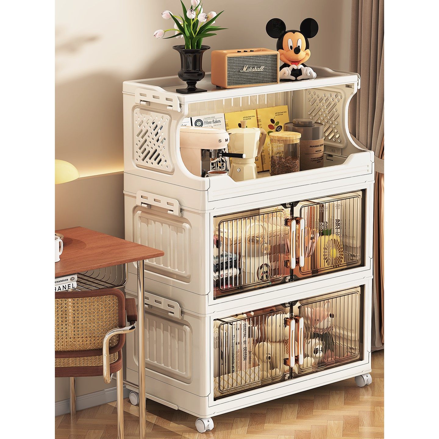 日本品质零食置物收纳柜家用客厅多层玩具收纳箱落地折叠储物柜,收纳整理,收纳柜,淘宝优惠券,粉丝福利购,淘宝优惠卷