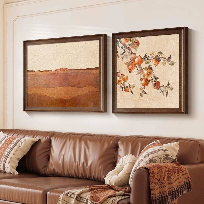 中古风石榴客厅装饰画法式复古山景风景画小众艺术沙发背景墙挂画,家居饰品,现代装饰画,淘宝优惠券,粉丝福利购,淘宝优惠卷