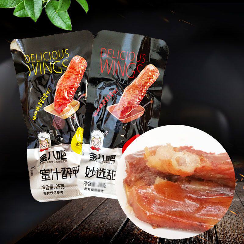 新货金八吧蜜汁甜辣鸭翅25克包经典卤肉卤味鸭肉零食怀旧休闲食品