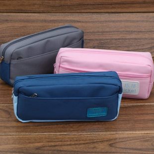 大容量笔袋拼色铅笔袋学生用帆布简约笔袋文具袋男女初中生高中生