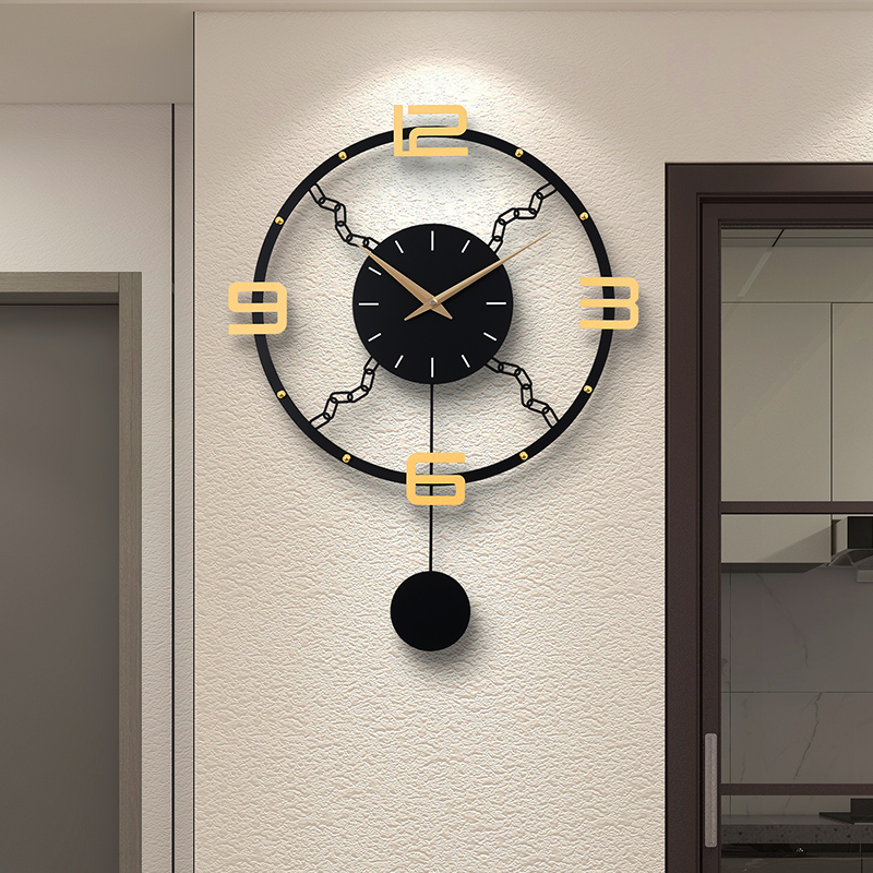 钟表挂钟客厅家用时尚网红v挂墙时钟现代极简创意背景墙轻奢石英
